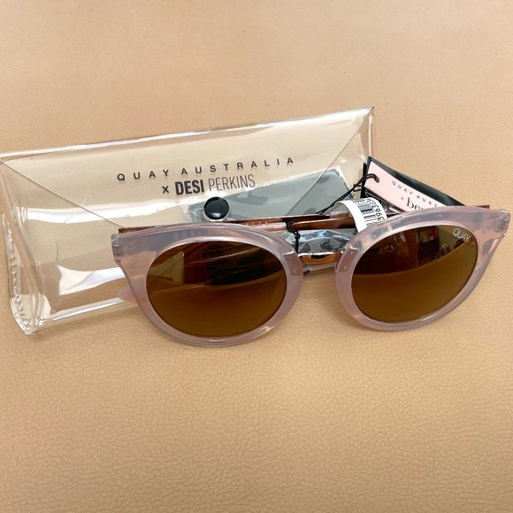 NEW w tags - Quay x Desi Perkins Pink and Gold-tone sunglasses - Picture 1 of 10